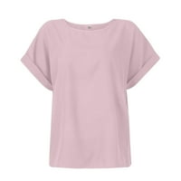 Ženske ljetne vrhove posada vrat casual bluza čvrste žene košulje kratke rukave ružičaste s