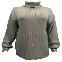 Dame pleteni džemperi s visokim vratom džemper pleteni džemper vrhovi žene labav pulover chic sivi s