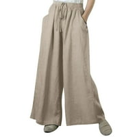 gvdentm žene s visokim strukom ruffle flare hlače Čvrsta boja široke hlače za noge visoke struke hlače za žene