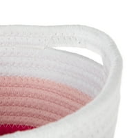 Mala košarica Izrađena od mekog bijelog i ružičastog pamučnog užeta;