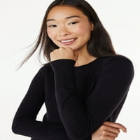 Besplatni pulover za žensku posadu s dugim rukavima, srednje težine, veličina XS-XXL