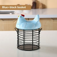 Setovi Kuhinjskog pribora za košaru za jaja sa šarenim dizajnom, keramički poklopac u obliku piletine, okruglo
