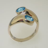 Ženski prsten od bijelog zlata od 14 karata s prirodnim plavim topazom britanske proizvodnje - opcije veličine-veličina