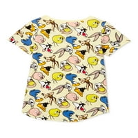 Looney Tunes Girls Grafička majica s maskom za lice, veličine 4-16