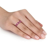 Donje prsten Miabella s 1-karatno rubin ovalnog rez T. G. W. CN i dragulj okrugli rez T. W. T. W. od ružičastog