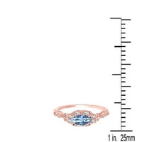 Prsten od prirodnog plavog topaza od 10 karatnog dijamanta od 10 karatnog ružičastog, bijelog i žutog zlata