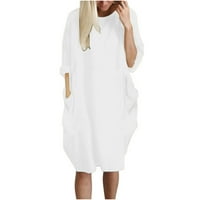 Mini haljine za žene u prodaji-modne jesensko - zimske ženske haljine Plus Size s džepovima za ljeto u bijeloj
