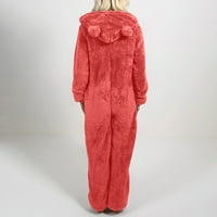 Ženske rune romper onesies pidžame kombinezon topli šerpa za spavanje jedna sa zatvaračem s kapuljačom playsuit