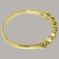 Ženski prsten od 10k žutog zlata britanske proizvodnje s prirodnim dijamantima i akvamarinom - opcije veličine