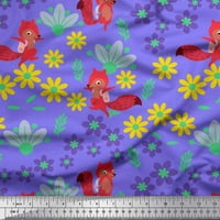 Tkanina od japanskog krep satena s lišćem, cvjetnim i crtanim tiskom za šivanje širine dvorišta