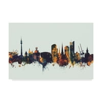 Zaštitni znak likovna umjetnost 'Dortmund Njemačka Skyline Dark IV' Platno umjetnost Michaela Tompsetta