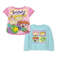 Rugrats Girls Jumbo Alover Print grafičke majice, 2-pak, veličine 4-16