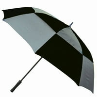 Kišobran za golf s dvostrukim vizirom, otporan na vjetar, s crnom ručkom obrađenom gumenim lakom