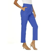 Fartey Prime Day danas se ponudi ženske pamučne lanene hlače Džepovi Elastični struk Slim Fit hlače Čvrsta boja