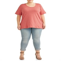 Terra & Sky Women's Plus Size Slub Scoop vrat majica kratkih rukava