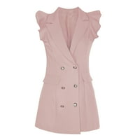 Bicoasu Cleace Womens V-izrez za rukavac Mini Solid Boho labave ljetne kratke haljine ružičasta m