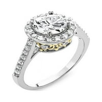 Srebrni ton sterling stvorio je bijeli safirski filigran bočni halo prsten Veličina 9