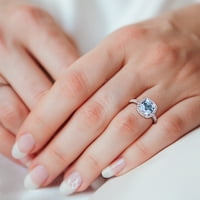 Ženski koktel prsten od bijelog zlata od 10 karata s plavim topazom okruglog reza od 3 karata, okrugli rezani