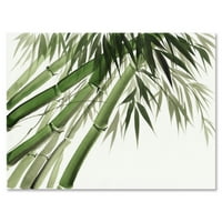 Drevna tamnozelena slika bambusa na platnu umjetnički tisak
