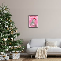 Merry & Bright Božićna mačka odmor grafička umjetnost crna uokvirena umjetnička print zidna umjetnost