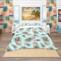 Dizajnerski set tropskih pokrivača ananas na svijetloplavoj pozadini