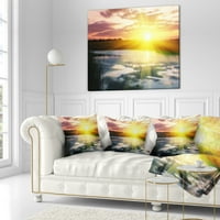 Dizajn Svijetlo žuti izlazak sunca preko jezera - jastuk za bacanje morske obale - 16x16