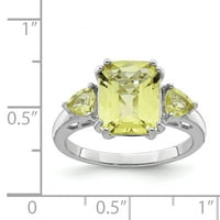 Prsten od limunskog kvarca od srebra. Težina dragulja - 3,25 karata