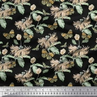 Soimoi ružičasti pamučni dres tkanina lišće, insekt i zelena cvjetna tkanina za printu po dvorištu široko