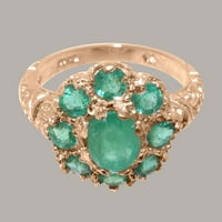 Britanci su napravili 14K ružičasto zlato prirodni smaragdni ženski izraz prsten - Opcije veličine - Veličina