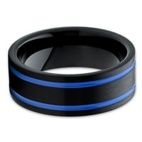 Crni vjenčani prsten, plavi prsten za volfram, crni vjenčani bend, volfzni prsten, zaručnički prsten, udobni fit