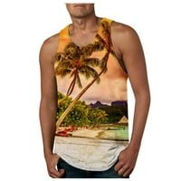 Tking modni muškarci cvjetni ljetni tenk vrhovi havaji casual vrhovi labave majice bez rukava - narančasta xxl