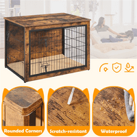 SMILEMART 40 ″ W Rustikalna industrijska drvena sanduka za pse s plišanom prostirkom protiv klizača, rustikalna