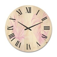 DesignArt 'tropska ružičasta akvarel lišća na bijeloj ii' shabby chic wood wild sat