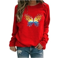 Kakina s ženskim grafičkim tinejdžerima zimski vrhovi dame leptir za tisak dukvica bluza čajnik crveni, s