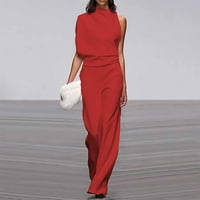 Cuoff kombinezoni za žene ljetne modne banketne haljine Viseći hlače za vrat romper crveni m