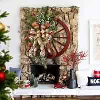 Zimski vijenac - kotač kombija za seosku kuću, 13-inčni umjetni Vintage vijenac za kombi drveni kotač božićni