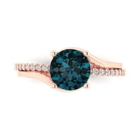 1. dijamant okruglog reza s prirodnim londonskim plavim topazom od ružičastog zlata od 14 karata s umetcima veličina