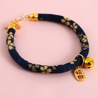 Deyuer Pet Collar Kineski stil ukrasna koža prilagodljivih mačjih psa ogrlica ogrlica s privjeskom zvona za festival