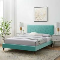 Baršunasti krevet u punoj platformi u boji mente
