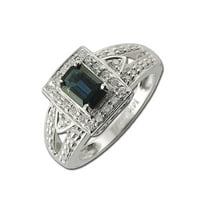 Plavi safir i dijamantni zaručnički prsten 1. CT TW u 14k bijelom zlatu.Size 6.5