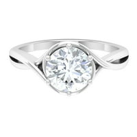Rosec Jewels CT okrugli moissanitni zaručnički prsten za žene, Moissanite zlatni crossover prsten za pasijans,