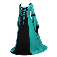 Ženske gotičke haljine Za Noć vještica modne velike ljuljačke Vintage haljina s dugim rukavima Plava 1 inča