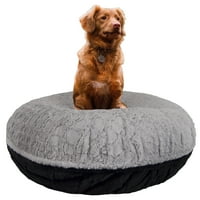 Bessie & Barnie ' s Sereniti zaštitni znak krevet za pse sivo-crni Ao s dodatnim pliš i Va krzno u obliku bagela