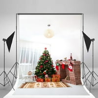 Hellodecor božićna pozadina ukras 5x7ft fotografija pozadina unutrašnjost xmas stablo zvjezdani kamin pokloni