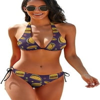 Hamburger i tacos ženski bikini kupaći kostimi postavljaju modu dva halter podstavljeni kostim za plivanje
