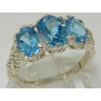 Sterling Silver Natural Blue Topaz ženskog obljetničkog prstena - Veličina 11.25