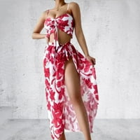 Kupaći kostim visokog struka ženski bikini set s podesivim naramenicama tri push-up tankini s cvjetnim printom