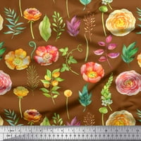 Svilena tkanina od listova i begonije s cvjetnim ukrasom, tiskana tkanina širine dvorišta