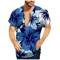 Muška ljetna plaža ležerna polo majica u stilu plaže s havajskim printom i kratkim rukavima, Muški gornji dio