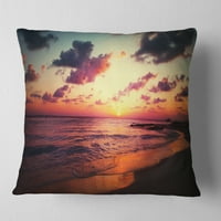 Jedinstveni morski zalazak sunca Pejzaž - jastuk za bacanje morske obale - 16x16
